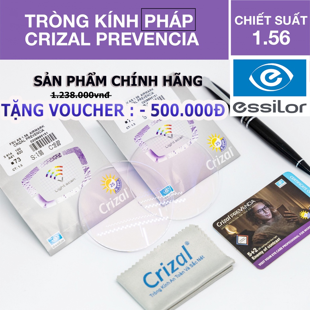 Tròng Kính Essilor 1.56 Prevencia - Chính Hãng - Pháp