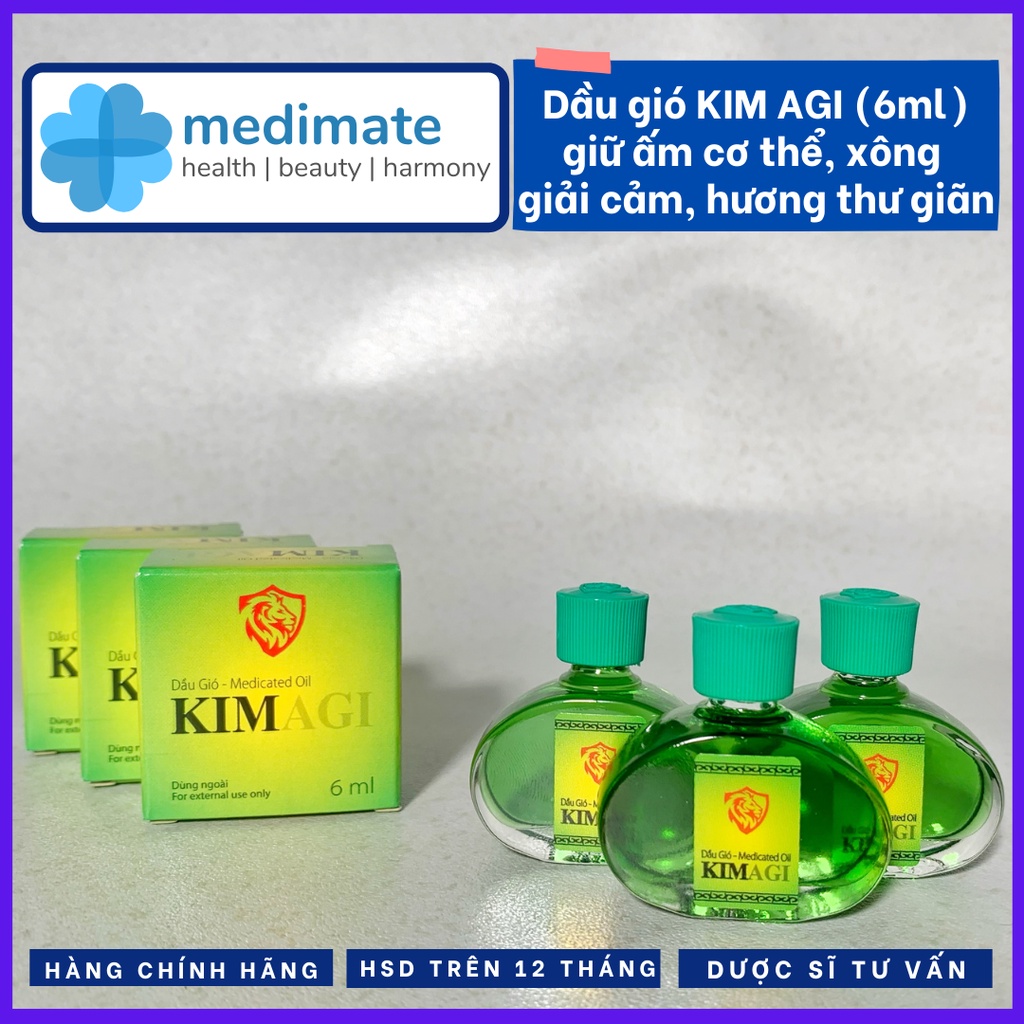 Dầu gió KIM AGI giữ ấm cơ thể, xông giải cảm, hương thư giãn (chai 6ml)