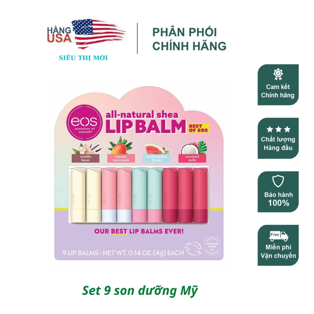 SON DƯỠNG MÔI EOS BEST OF EOS LIP BALM 9 STICKS