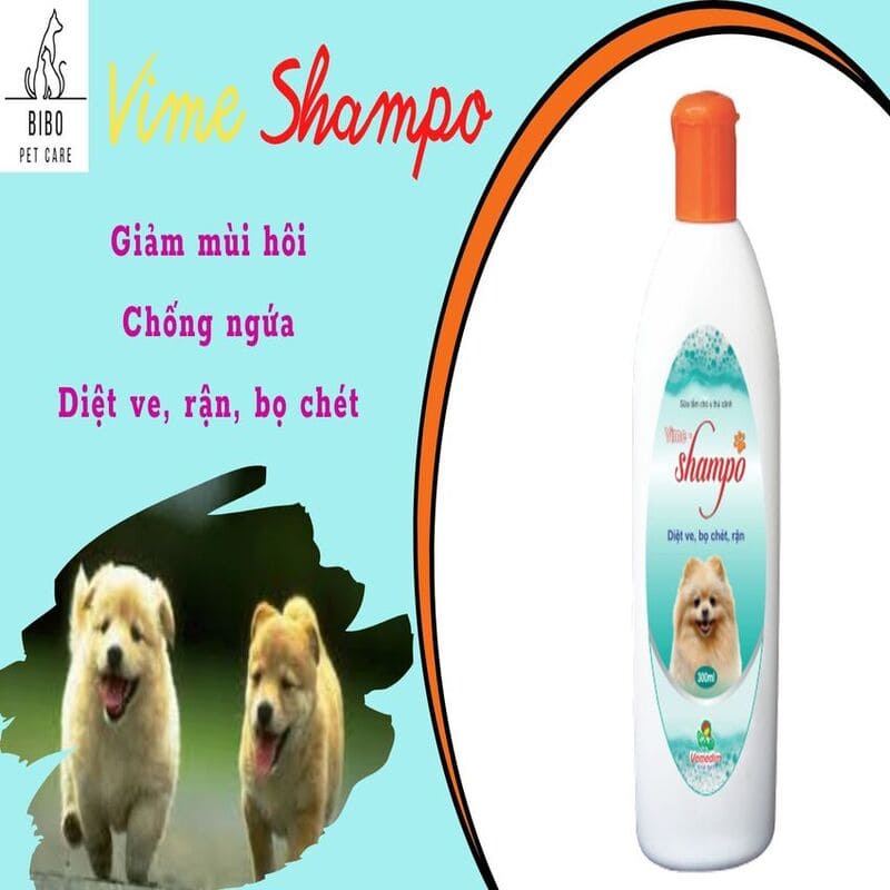 Sữa tắm trị ve rân bọ chét cho chó mèo Vime-Shampo 300ml giúp sạch lông, khử mùi, mùi thơm dễ chịu