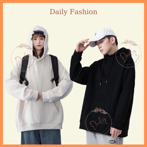 Áo HOODIE Nỉ Bông Unisex Màu Trơn Basic Form Rộng Có Mũ Thời Trang Nam Nữ Daily