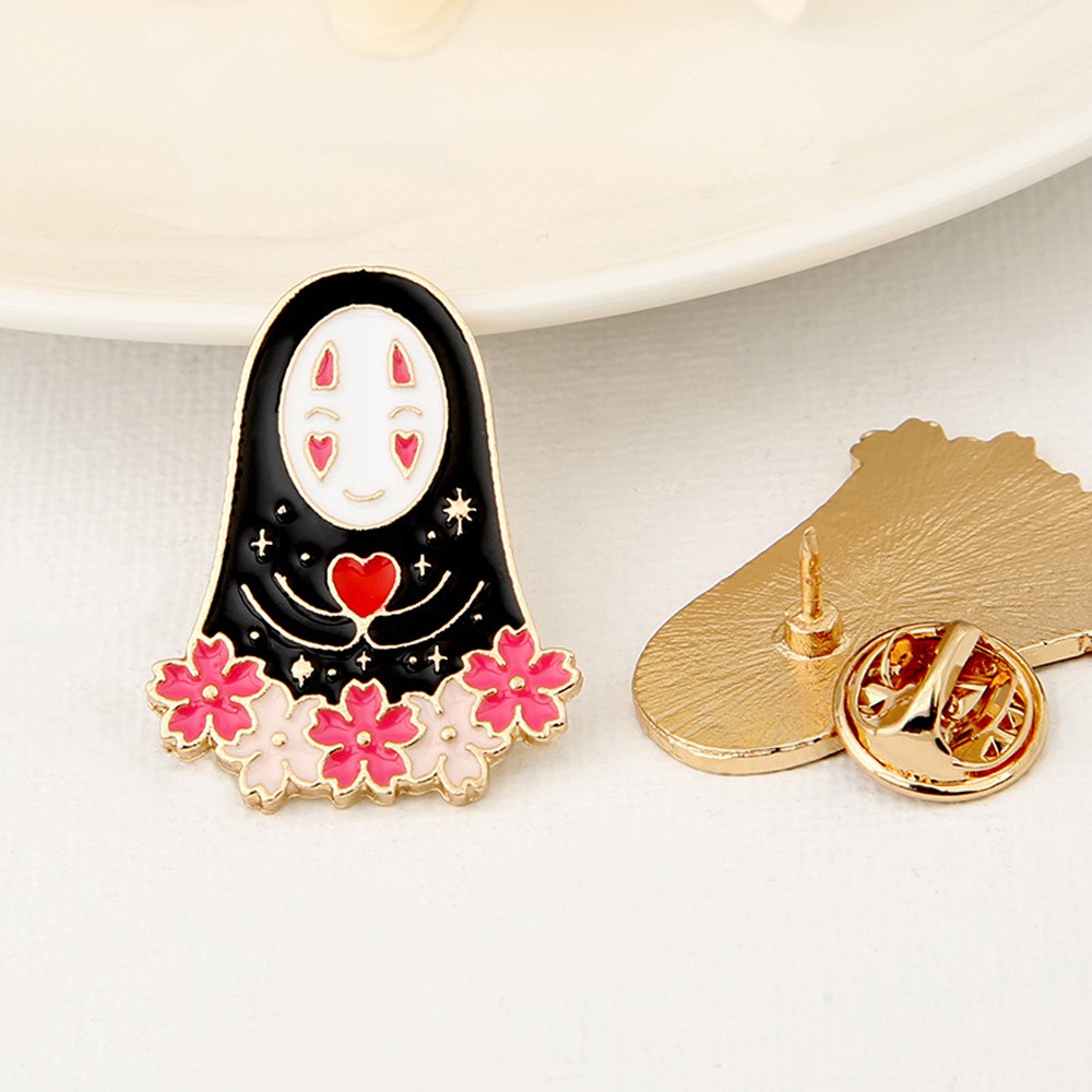 FRANCESCO New Faceless Male Brooches Coat Suit Scarf Clip Spirited Away Lapel Pins Dripping Oil Women Fashion Jewelry Clothes Cartoon Sakura Bag Badge