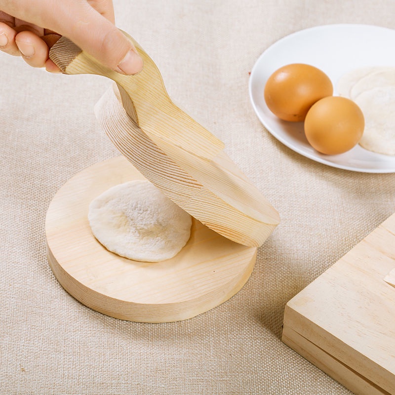 ✱✁✾Tạo tác bánh bao bằng gỗ đặc, khuôn làm bánh bao gạo, đĩa ép thủ công, da bánh mì, da bánh bao, ép và cán hiệu quả