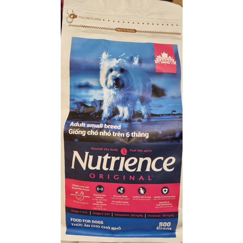 Thức ăn hạt cao cấp dành cho chó trưởng thành giống nhỏ Nutrience Original 500gr