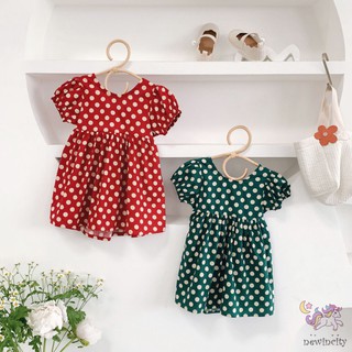 Đầm Chấm Bi Hở Lưng Cho Bé Gái