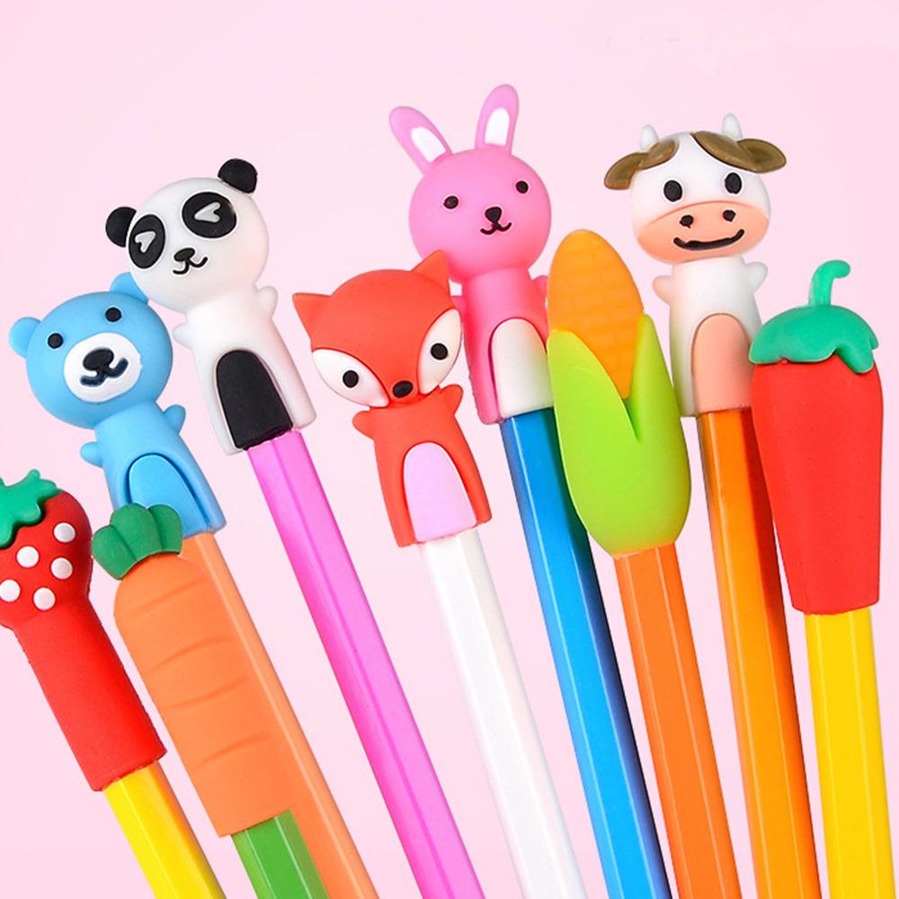 Set 3 Nắp Đậy Bút Chì Hình Động Vật Hoạt Hình Dễ Thương