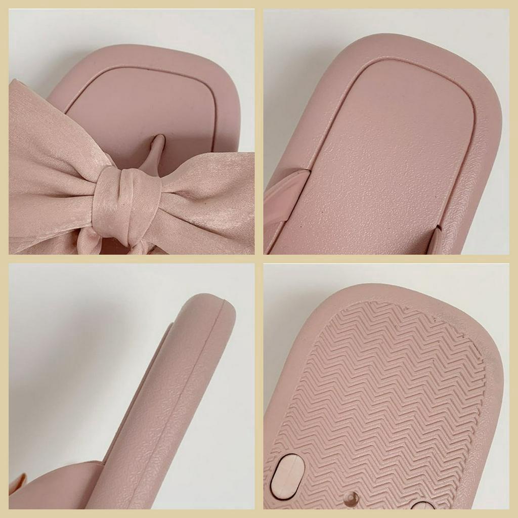 Dép Xỏ Ngón Đế Mềm Chống Trượt Đính Nơ Thời Trang Đi Biển Mùa Hè