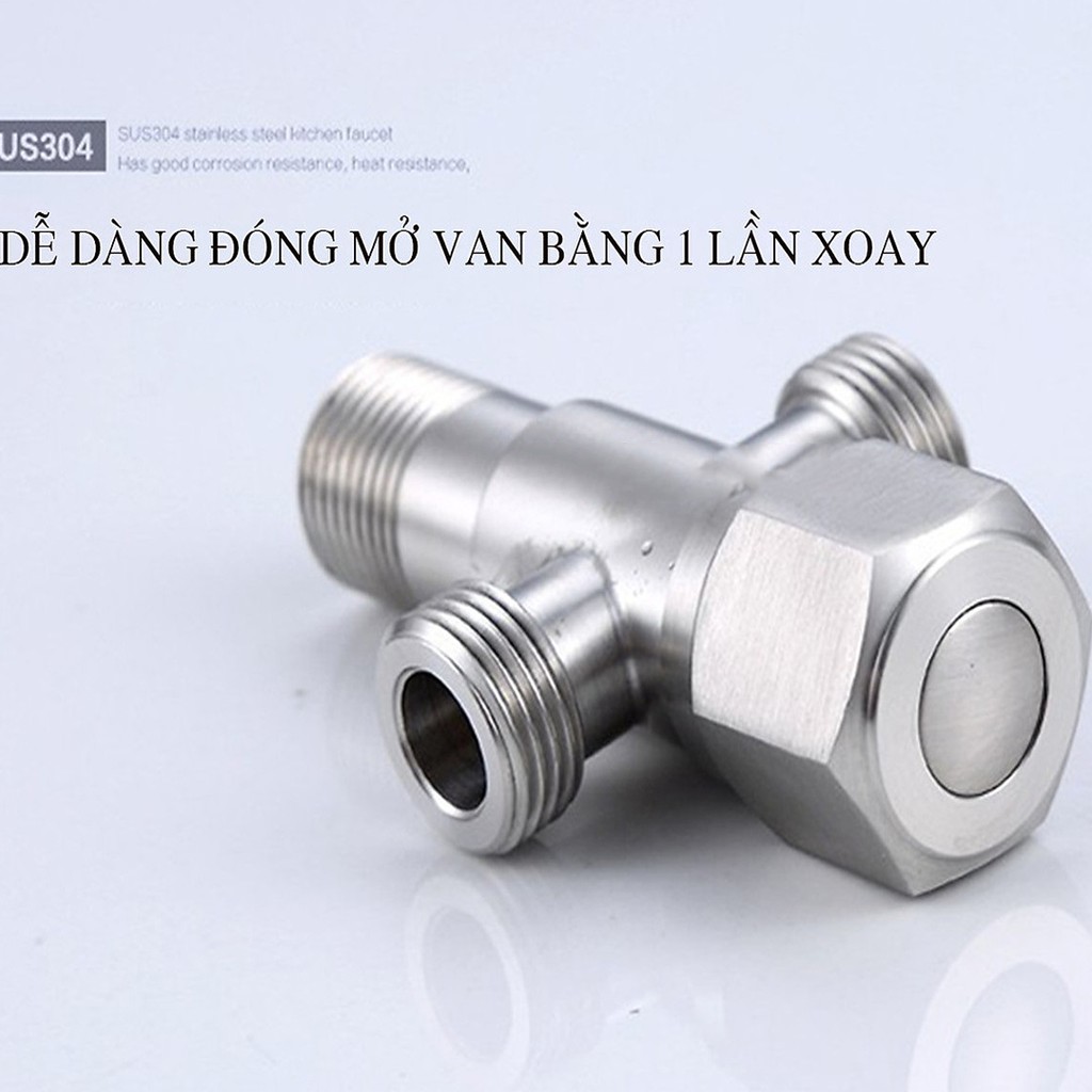 Van T cầu chia nước Inox chia 2 đường nước sử dụng cho các thiết bị vệ sinh