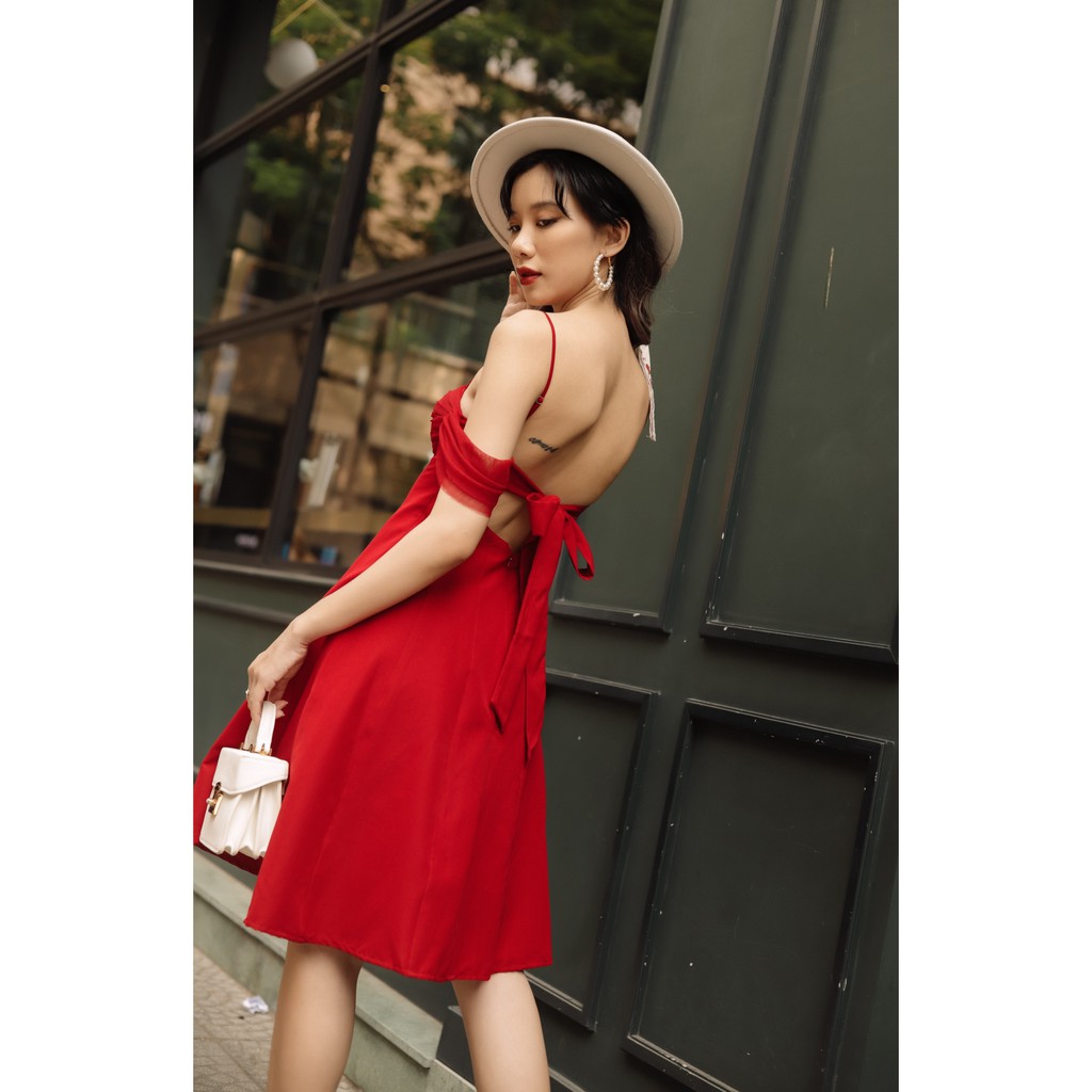 [Mã SKAMSALEP6 giảm 10% tối đa 100K đơn 150K] SÒ VINTAGE - MIRI Đầm 2 dây tay lưới cột dây lưng | BigBuy360 - bigbuy360.vn