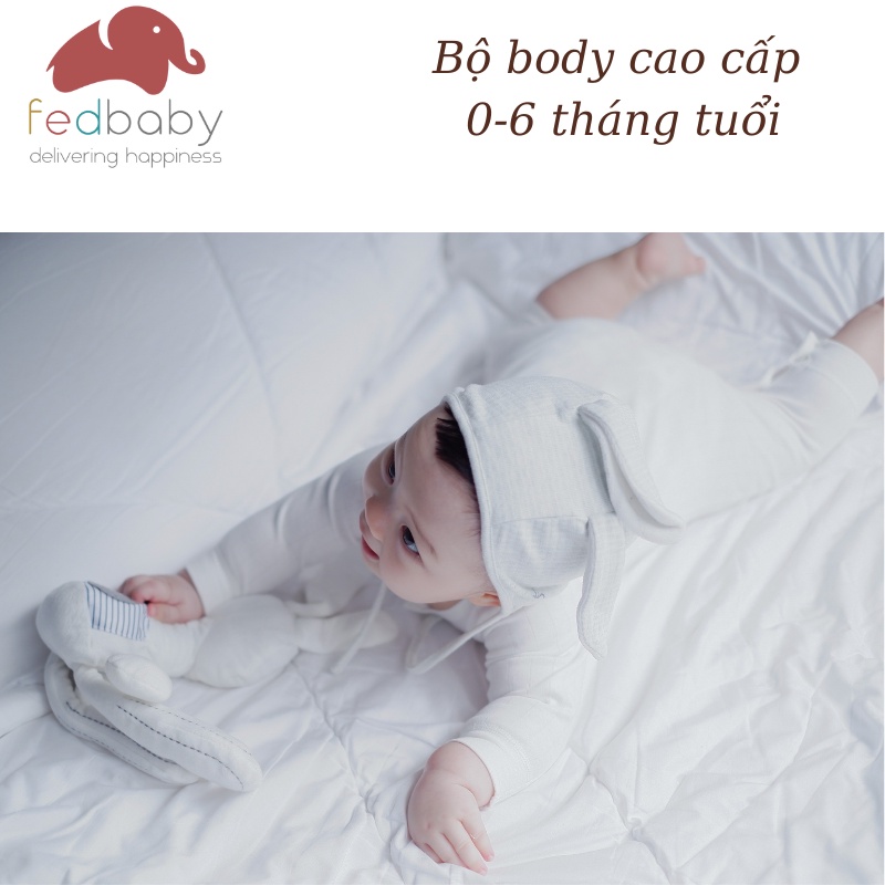Body dài tay cho bé sơ sinh 100% cotton, 4 mùa - thương hiệu Fedbaby