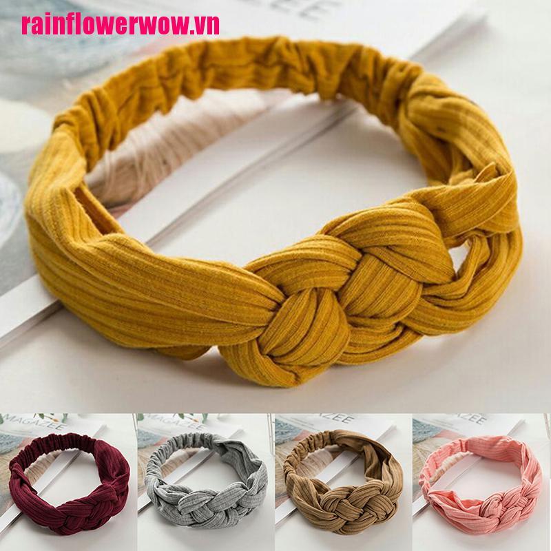 Băng Đô Turban Co Giãn Màu Trơn Xinh Xắn Cho Nữ