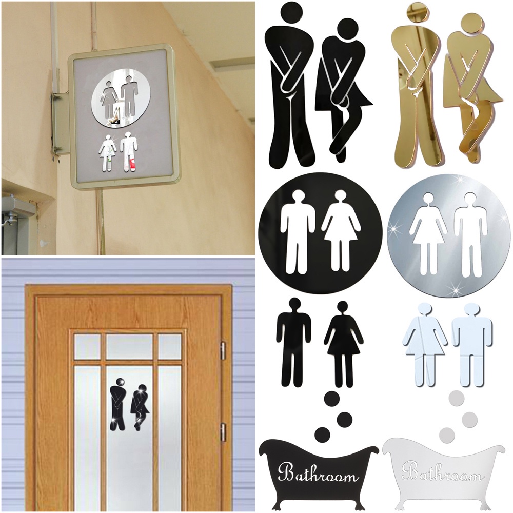 Phụ kiện dán hình 3D vui nhộn hình đàn ông/phụ nữ DIY có thể tháo gỡ cho cửa toilet/phòng tắm/nhiều màu tùy chọn DAPHNE