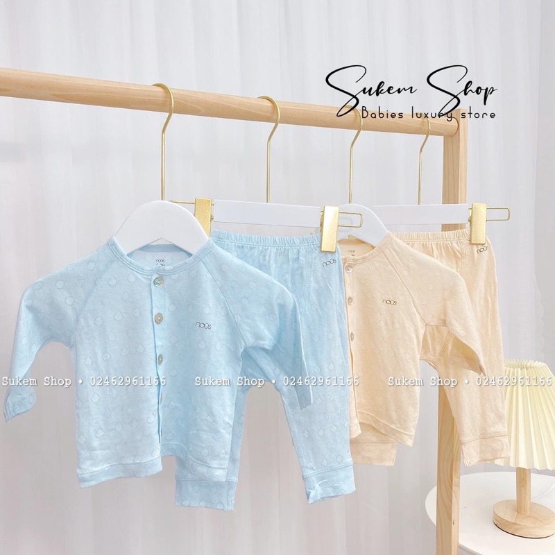 Bộ dài tay Nous màu xanh, vàng dành cho bé size từ 0-3m đến 9-12m