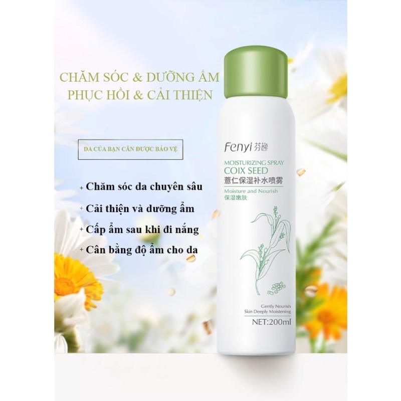 Xịt Khoáng Fenyi Coix Seed Chiết Xuất Hạt Ý Dĩ Dưỡng Ẩm Da 220ml