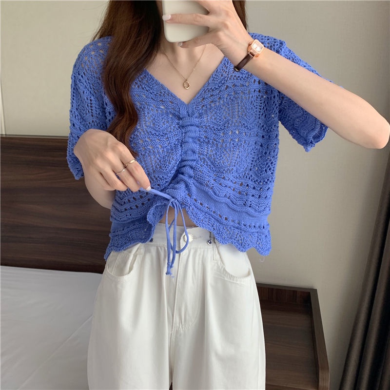 Áo Sweater Cổ Tim Thời Trang Hè Xinh Xắn Cho Nữ