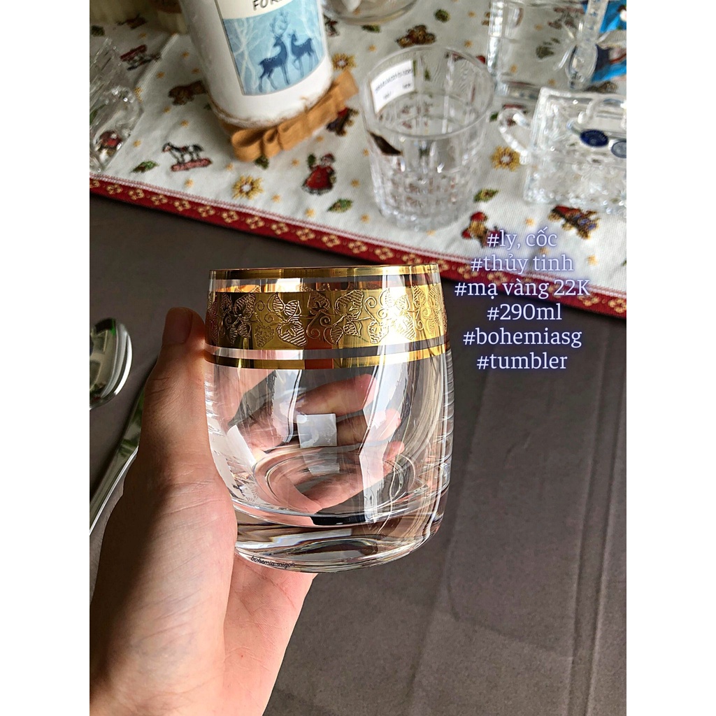 Ly thủy tinh mạ vàng 22K