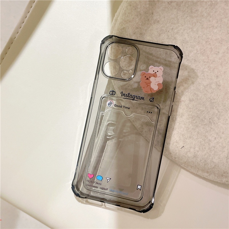 Ốp Điện Thoại Silicon Chống Sốc Có Ngăn Đựng Thẻ Cho IPhone 11 Pro Max 13 Pro Max 12 Pro Max 6 Plus 7 Plus 8 Plus Xr X Xs Max