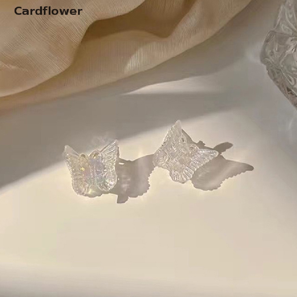 &lt; Cardflower &gt; 10 Kẹp Tóc Hình Bướm Mini Bằng Nhựa Resin Trong Suốt Ngọt Ngào Thời Trang Cho Bé Gái
