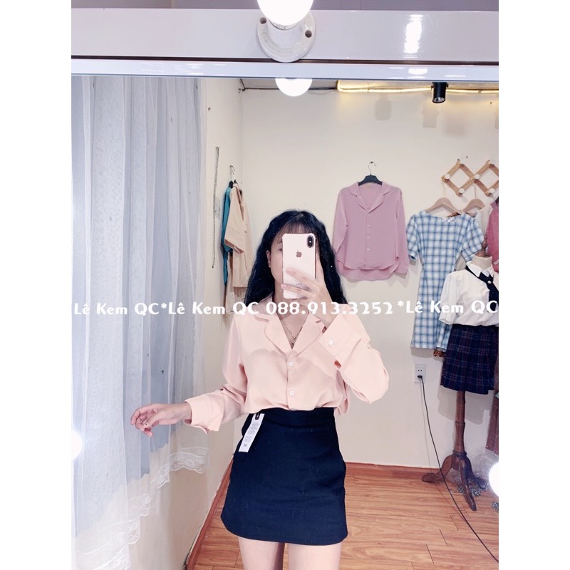 Áo Sơ Mi Tay Dài Trơn Cổ Vest Hàng Quảng Châu Chất Mịn Mát