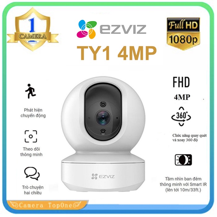 Camera Wifi EZVIZ TY1 4MP -CHÍNH HÃNG- Đàm Thoại 2 Chiều,Quay Quét 360 Độ Thông Min