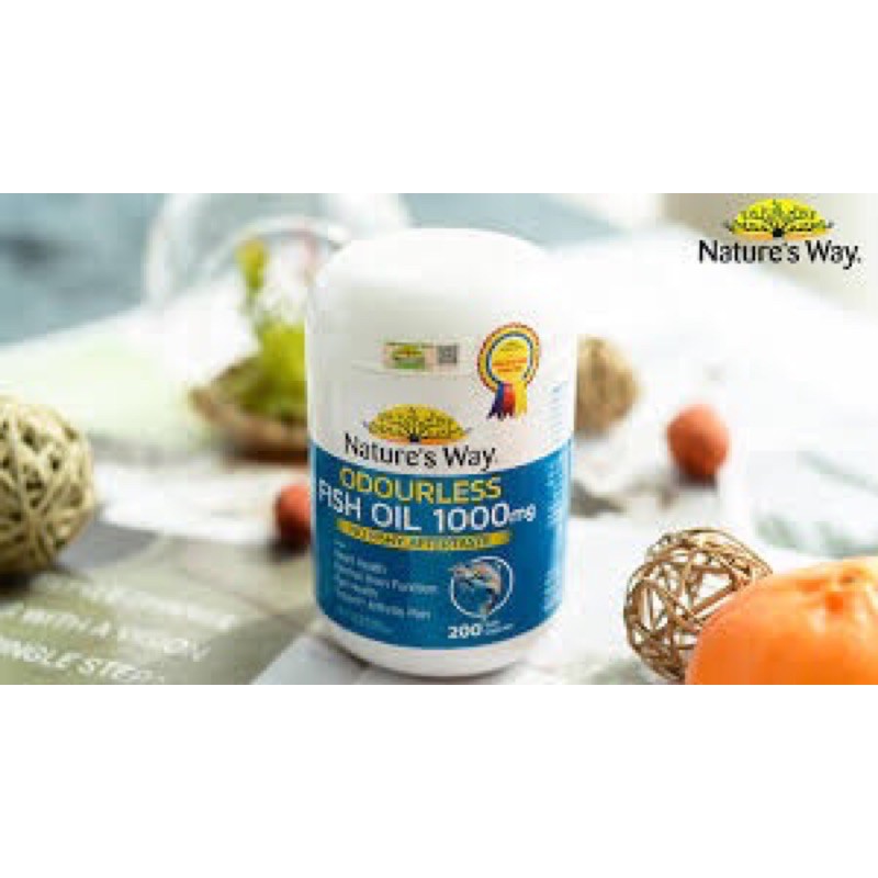 Viên Uống Dầu Cá Nature’s Way Odourless Fish Oil Tăng Cường Sức Khoẻ Tự Nhiên Không Mùi 1000mg