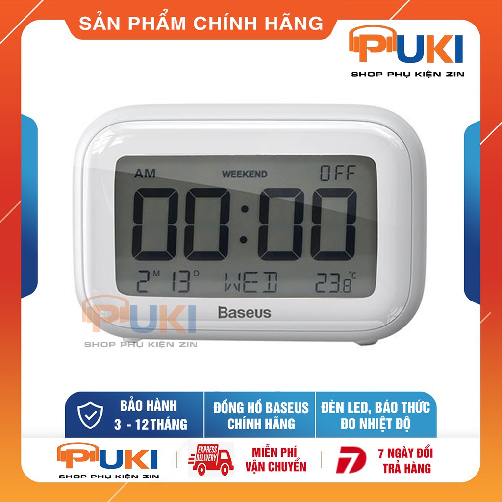 Đồng Hồ Để Bàn Trang Trí Baseus Đa Chức Năng Màn Hình LED ( Báo Thức To - Đo Nhiệt Độ Phòng - Hiển Thị Ngày ...)