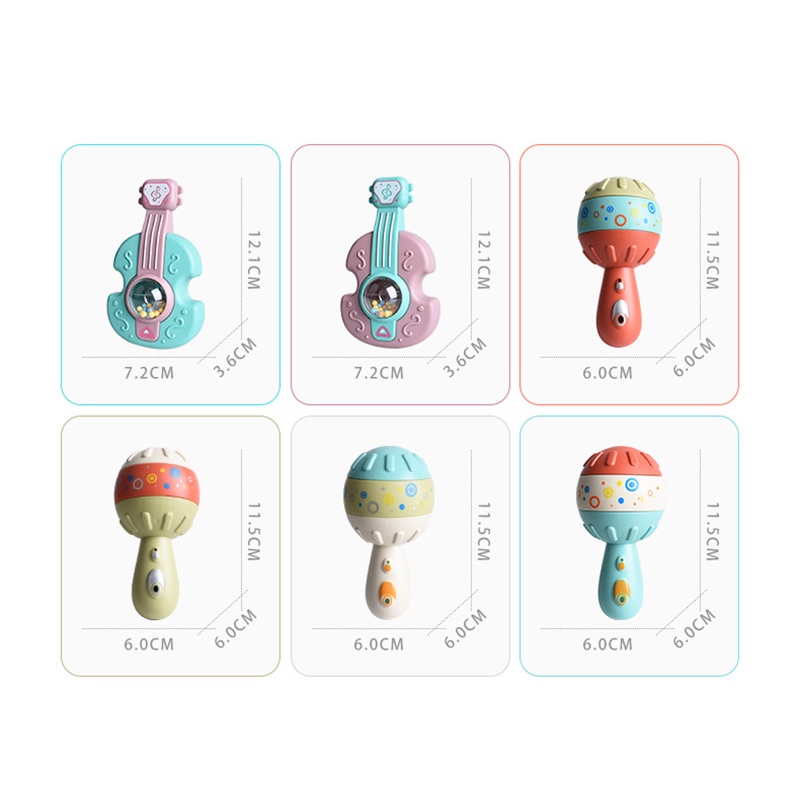 Đồ chơi lục lạc nhiều màu sắc hình chiếc loa/đàn guitar/búa cát nhiều màu sắc