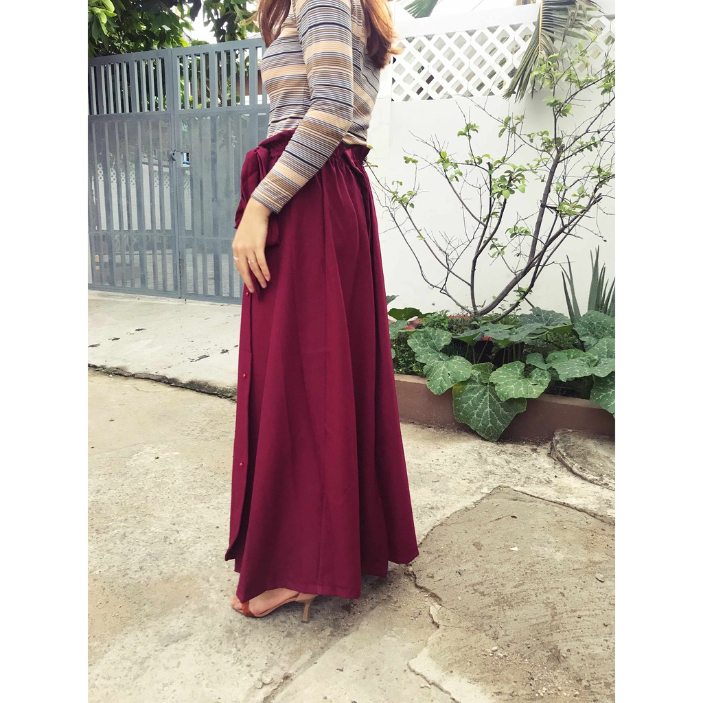 Váy chống nắng thời trang - vải dày dặn, mềm mại - Đỏ đô đính hột Jin Shop | BigBuy360 - bigbuy360.vn