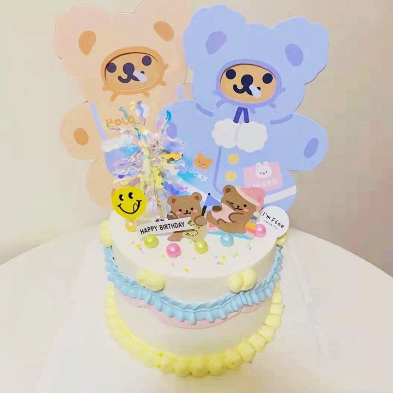 phụ kiện bánh sinh nhật [FREESHIP❤️] thiệp bé gấu dễ thương