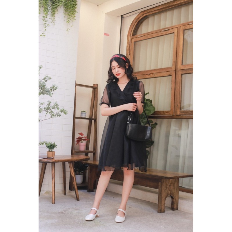 VÁY ĐI CHƠI/ĐI TIỆC/PROM - DENIM DRESS - VÁY CỔ TIM BÈO TAY BỒNG - V0083 | BigBuy360 - bigbuy360.vn
