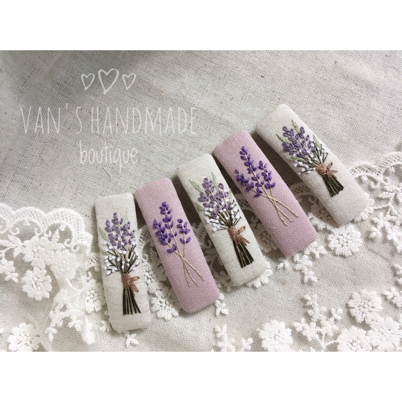 Kẹp tóc thêu tay hoa Lavender tím