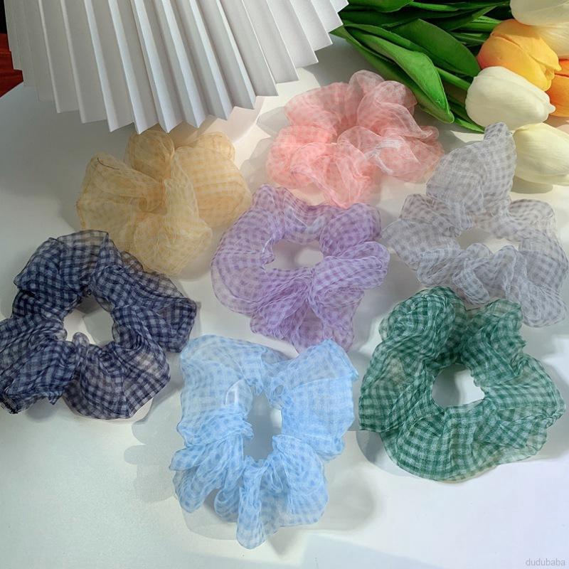 Dây buộc tóc co giãn họa tiết kẻ sọc phong cách retro thời trang dành cho nữ