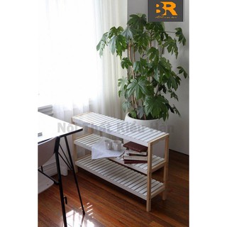 Kệ giày dép 3 tầng bench size l xuất khẩu hàn quốc - màu trắng phối gỗ - nội thất bravia