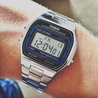 (Legit) Đồng hồ nam casio A164 máy pin mặt số dây kim loại xách tay chính hãng