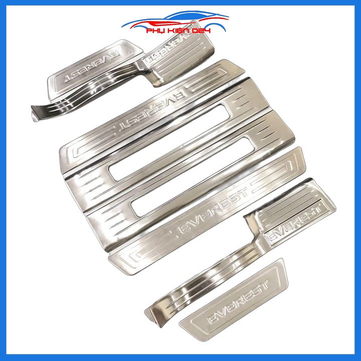Bộ ốp bậc cửa trong ngoài nẹp bước chân Everest 2017-2018-2019-2020-2021-2022 Inox chống trầy trang trí xe