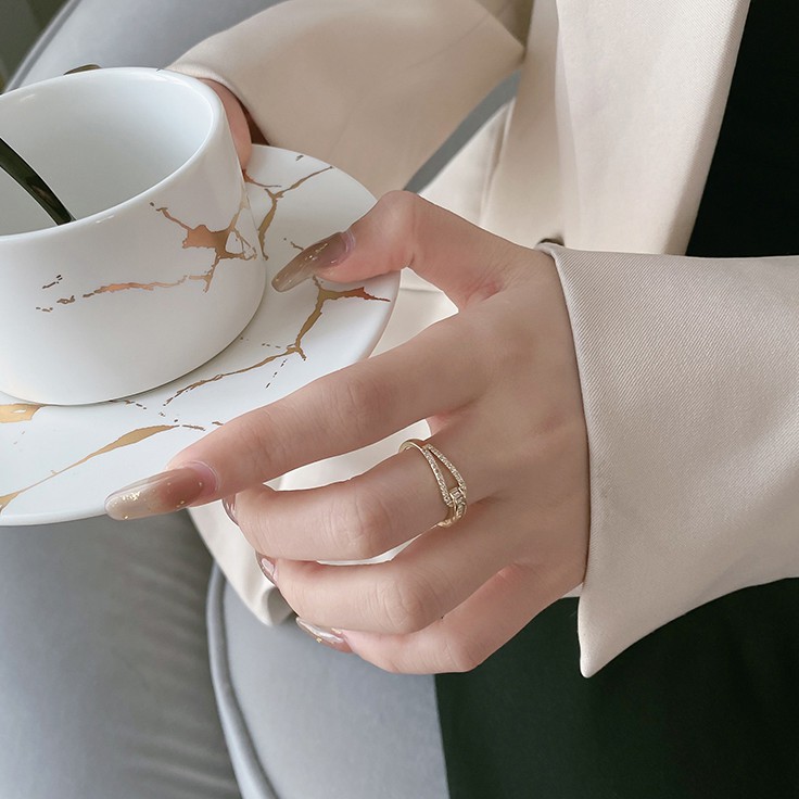 Nhẫn Đan Chéo Phong Cách Hàn Quốc Xinh Xắn Cho Nữ