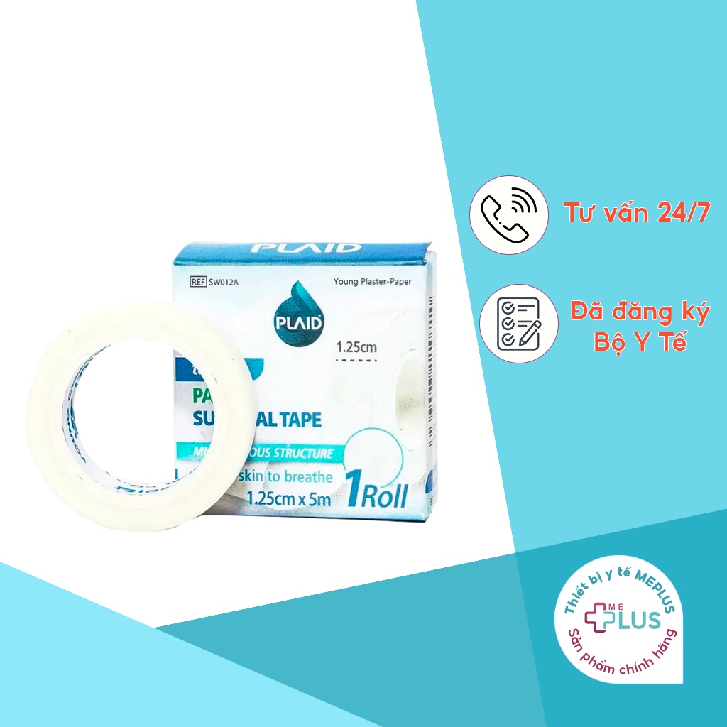 Băng Keo Cuộn Giấy Dùng Cho Da Nhạy Cảm, Không Gây Bết Dính Young Plaster- paper , 1.25cm x 5m, 1 cuộn/hộp