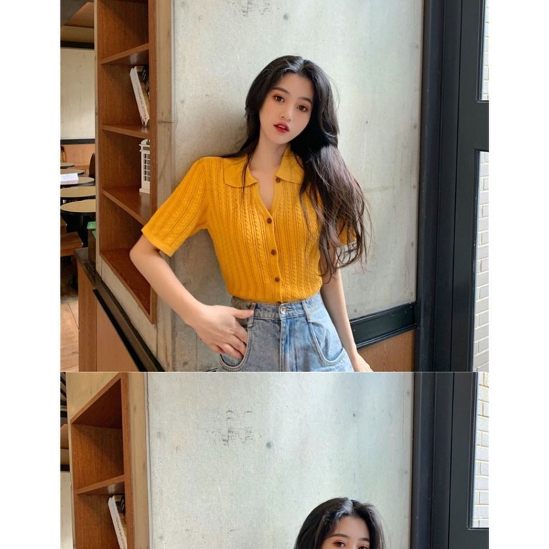 Áo Thun Tay Ngắn Cổ Polo Phối Nút Phong Cách Hong Kong Thời Trang Mùa Hè Hàng Mới Dành Cho Bạn Nữ 2021