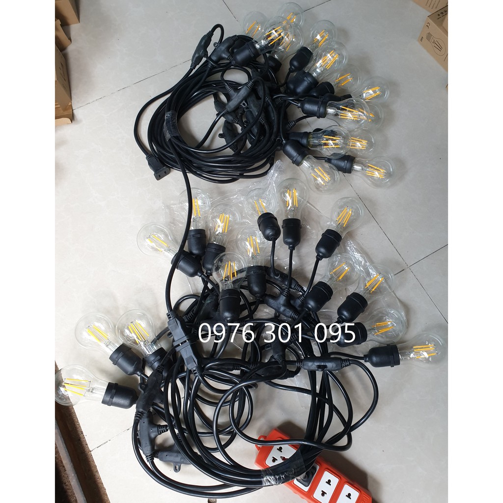 Dây Đuôi Đèn 10m 15 đuôi và 15 Bóng Led EDISON
