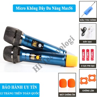 Micro không dây max 56 & max 36 cao cấp, chống hút tốt, hát nhẹ, kết nối cho loa kéo, loa vi tính, sound card, mixer