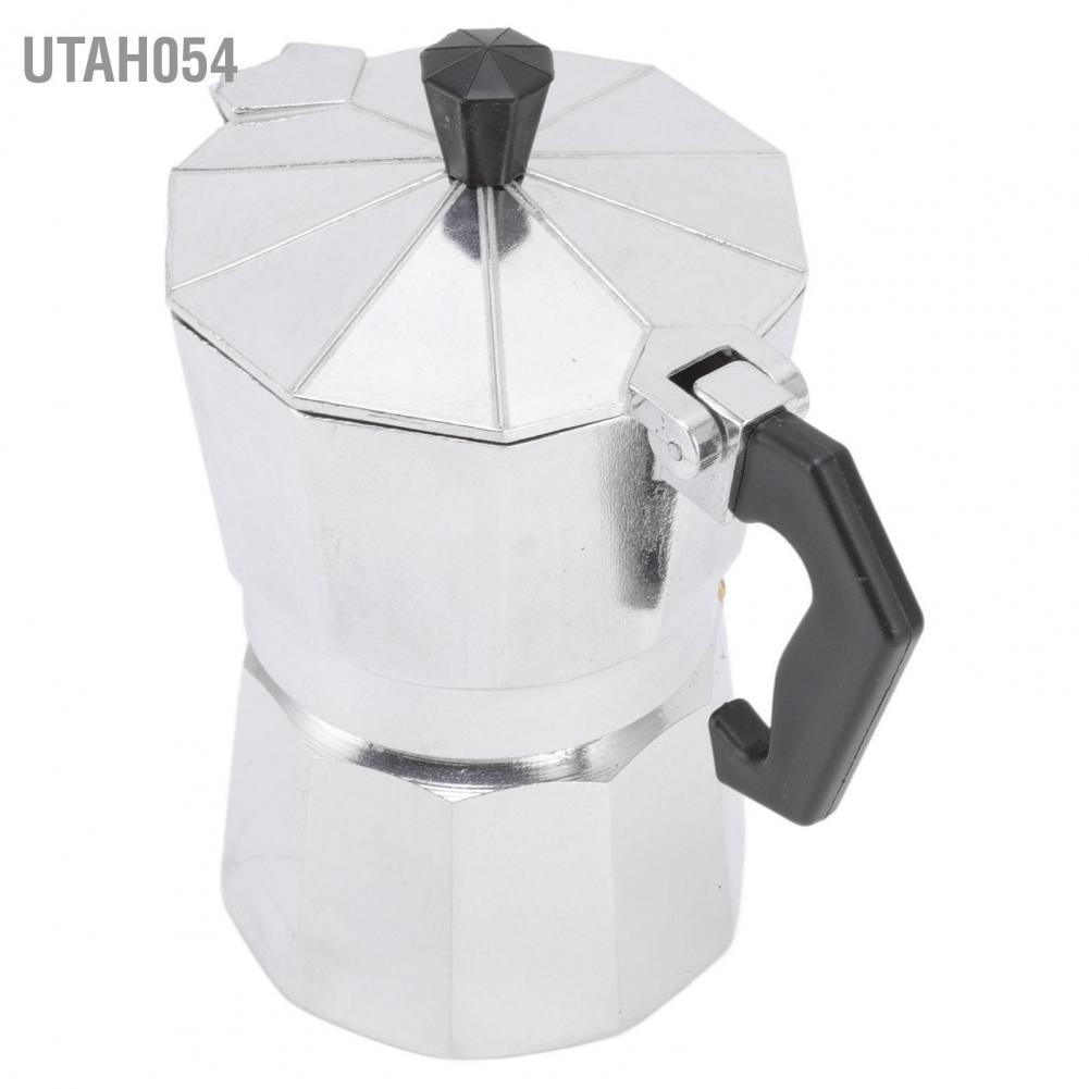 Utah054 Moka Pot 150ml nhôm bát giác gia dụng Sưởi ấm phong cách mộc mạc Bạc cắm trại pha cà phê cho văn phòng