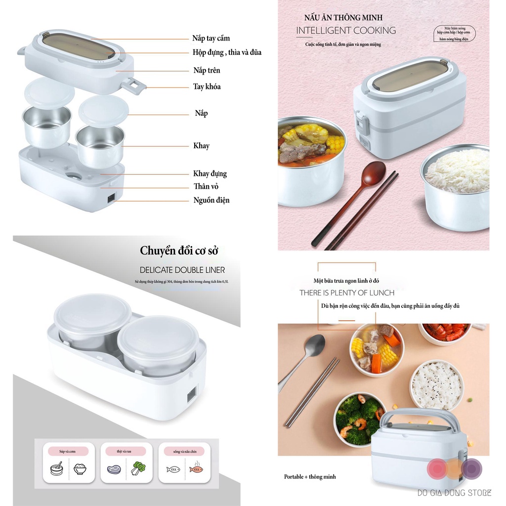 Hộp Cơm Điện Cầm Tay Đa Năng Cooking, Nấu và Hâm Nóng Thức Ăn Nhỏ Gọn Tiện Dụng MA-15 - Hàng Chính Hãng -BH 18 Tháng