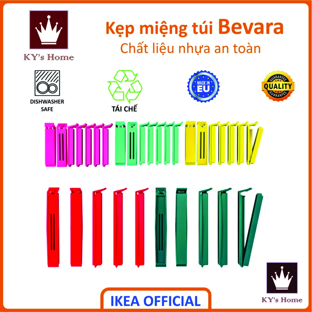 Kẹp túi đựng thực phẩm IKEA BEVARA chính hãng (bán lẻ màu ngẫu nhiên)