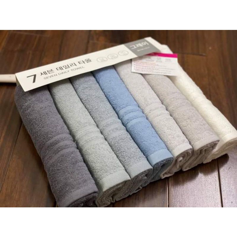 Set 7 khăn Cotton Hàn Quốc 36x76cm