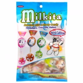 Kẹo mút sữa hỗn hợp Milkita Assorted 135g/ 15 cái