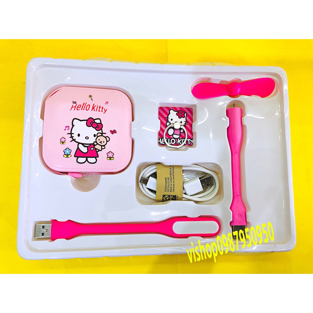 [ĐÔ RÊ MON] BỘ COMBO SẠC DỰ PHÒNG 5 MÓN ĐÁNG YÊU HÌNH DOREMON – HELLO KITTY