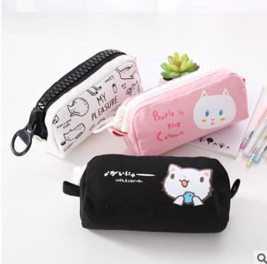 Hộp Bút Vải Hình Mèo, - Túi Vải Canvas Đựng Mỹ Phẩm, Bóp Viết Khóa Zip To QUTI HBV17 HBV18 HBV19