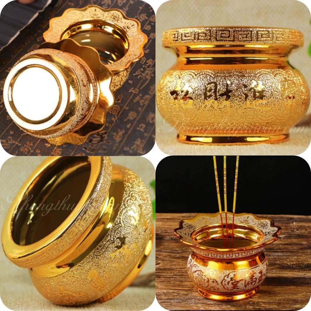 Lư hương Kim sa (2 loại) (miệng lư 11 cm/13cm)