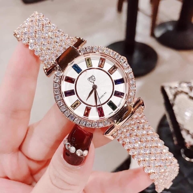 (TẶNG KÈM HỘP) ĐỒNG HỒ NỮ DÂY KIM LOẠI NẠM ĐÁ KIM TUYẾN THƯƠNG HIỆU ROY