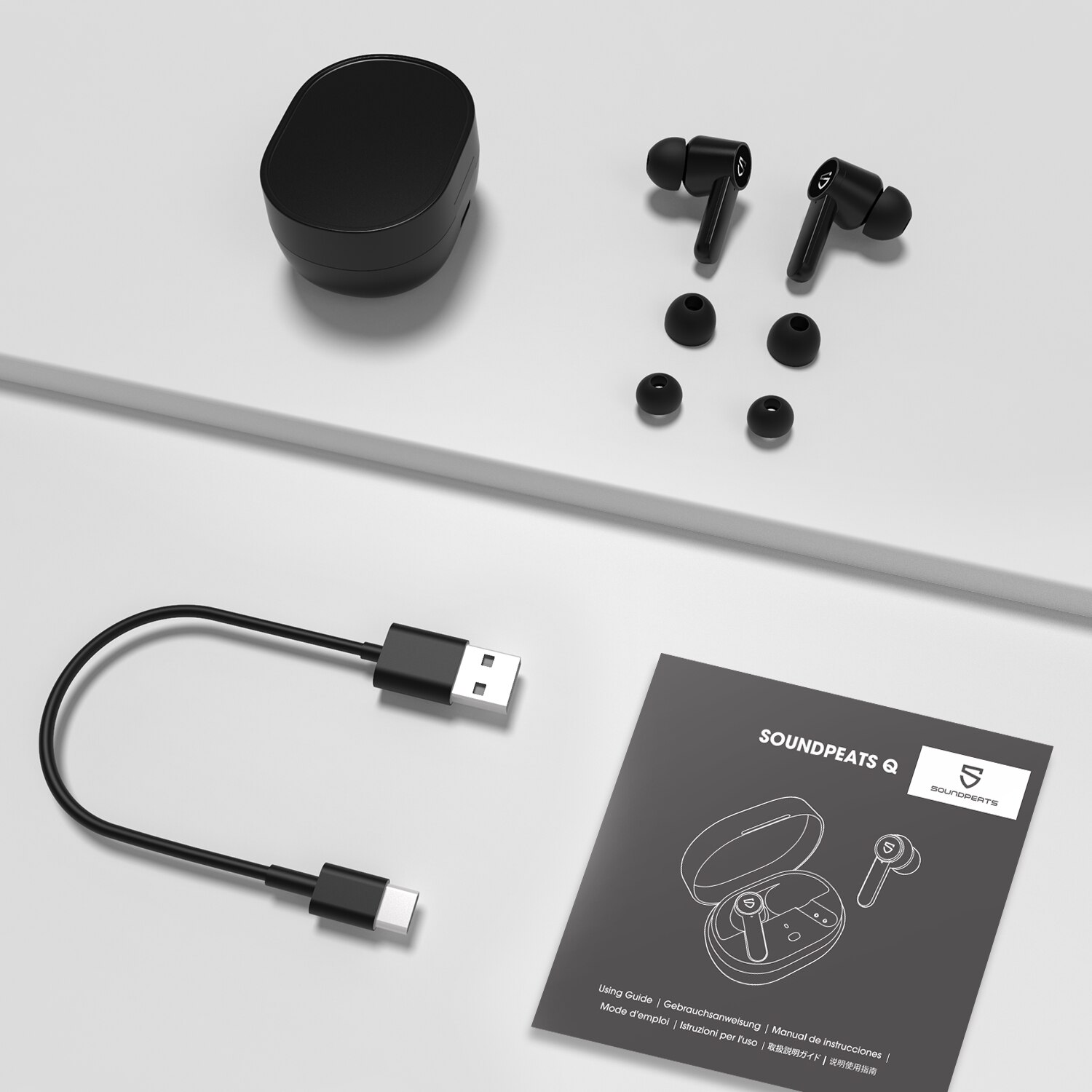 SOUNDPEATS Q Wireless Earbuds Bluetooth 5.0 in-Ear Wireless Charging Earphones with 4-Mic 10mm Driver Touch Control  USB-C